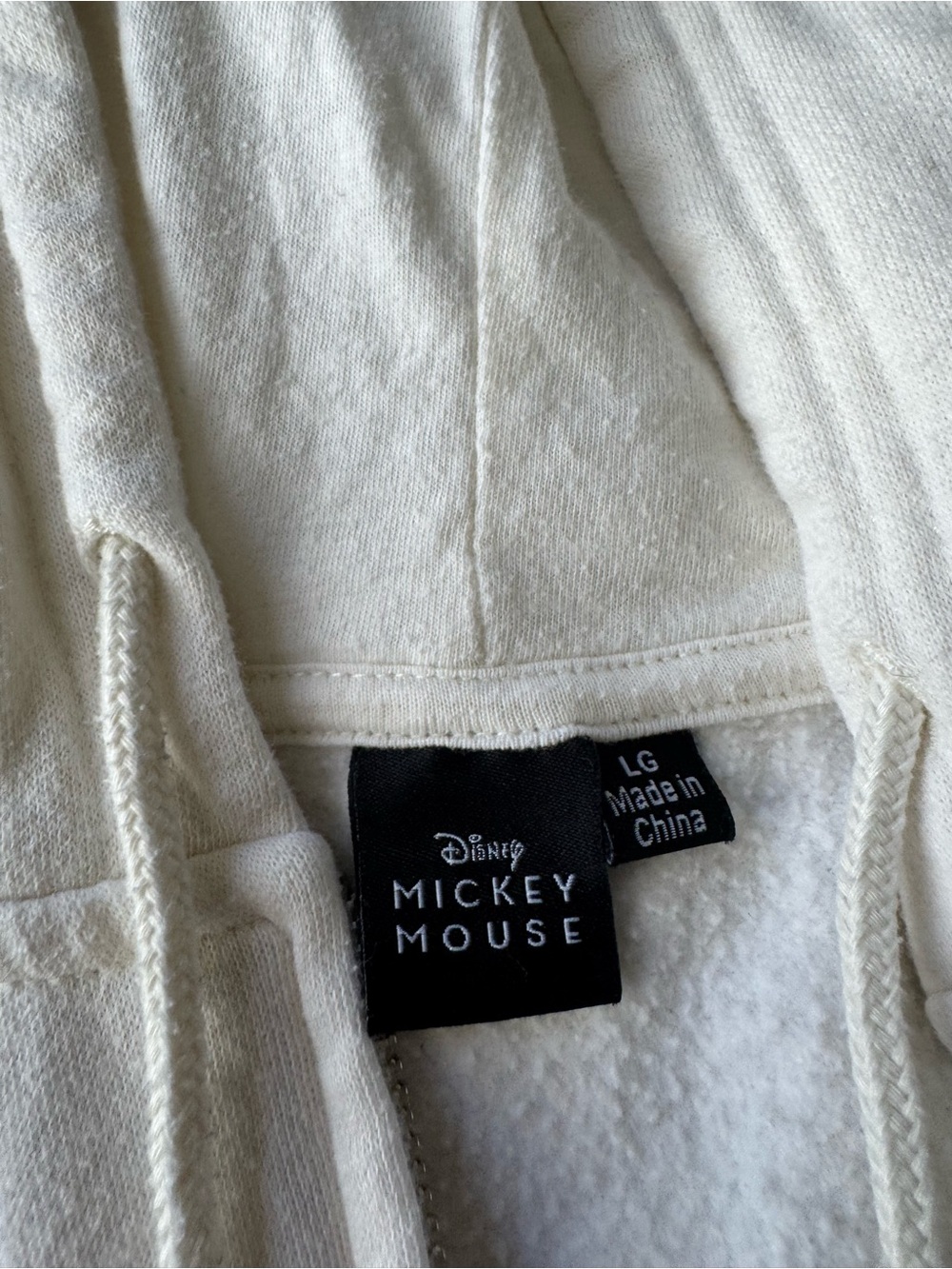Disney Cream Cropped Zip-Up Hoodie with Black Sleeve Graphics y2k - Picture 2 of 3